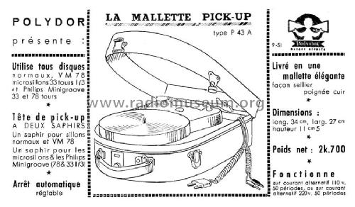 Mallette pick-up P43A; Polydor; Paris (ID = 1955767) Enrég.-R