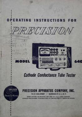 Cathode Conductance Tube Tester 640; Precision Apparatus (ID = 2846976) Equipment