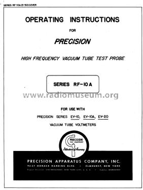 High Frequency Vacuum Tube Test Probe RF-10A; Precision Apparatus (ID = 3083815) Equipment