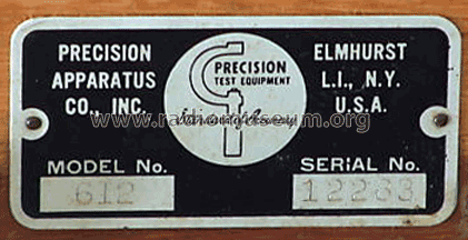 Tube & Battery Tester 612; Precision Apparatus (ID = 608278) Equipment