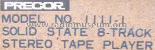 8-Track Stereo Tape Player 1111-1; Precor Panorama (ID = 490315) Enrég.-R