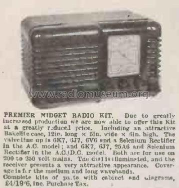 Midget Radio Kit ; Premier Radio Co. (ID = 3077129) Kit