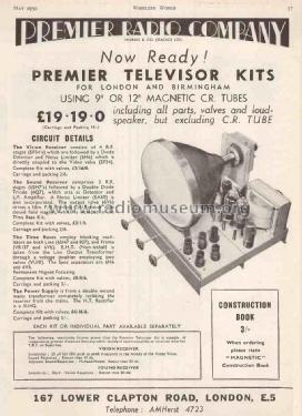 Premier Televisor Kit ; Premier Radio Co. (ID = 2910432) Kit