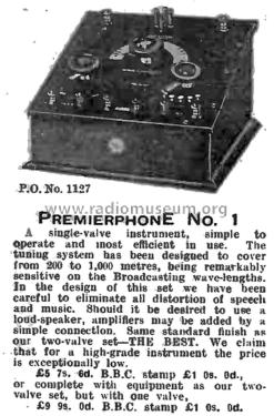 Premierphone No. 1; Premierphone Brand, (ID = 2946440) Radio