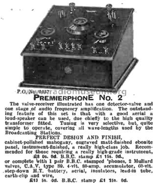 Premierphone No. 2; Premierphone Brand, (ID = 2946439) Radio