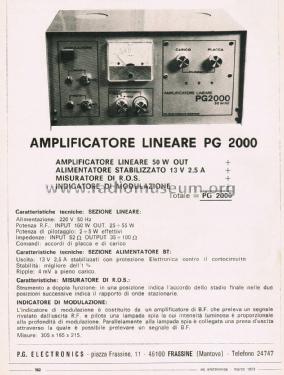 Amplificatore Lineare PG2000; Previdi, P.G. (ID = 2804230) RF-Ampl.