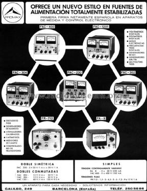 Fuente Alimentación FA-8; Promax; Barcelona (ID = 1345954) Equipment