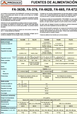 Fuente de Alimentación FA-665; Promax; Barcelona (ID = 2430060) Power-S