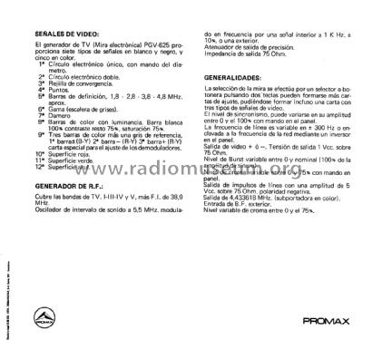 Mira Electrónica PGV-625; Promax; Barcelona (ID = 2283765) Equipment