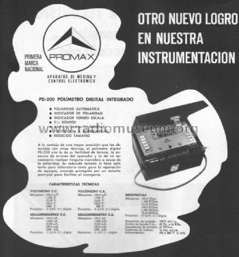 Polimetro Digital Integrado PD-200; Promax; Barcelona (ID = 936281) Equipment