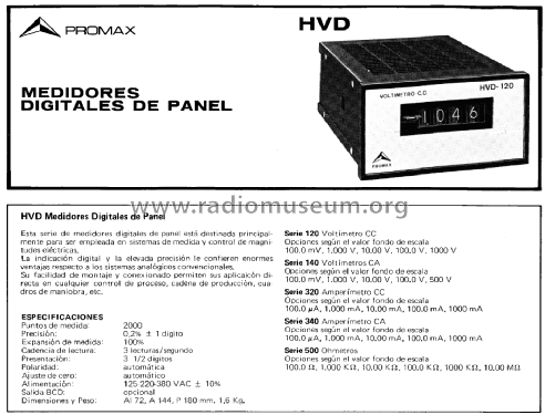 Voltímetro Electrónico HVD-140 Serie CA Panel; Promax; Barcelona (ID = 2249557) Equipment