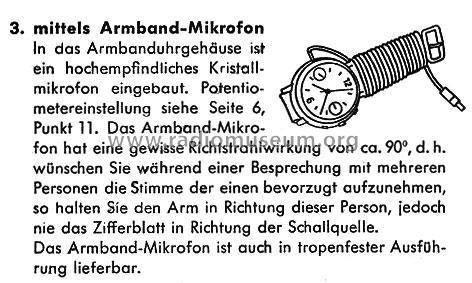 Minifon Armband-Mikrofon - Wrist watch microphone Katalog Nr. 505; Protona, R. Stach; (ID = 2105529) Microfono/PU