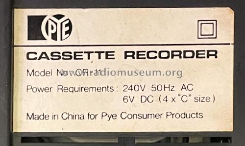 Audio Cassette Recorder CR-11; Pye Industries Ltd (ID = 2877614) Reg-Riprod