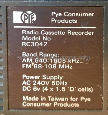 Radio Cassette Recorder RC3042; Pye Industries Ltd (ID = 2941934) Radio