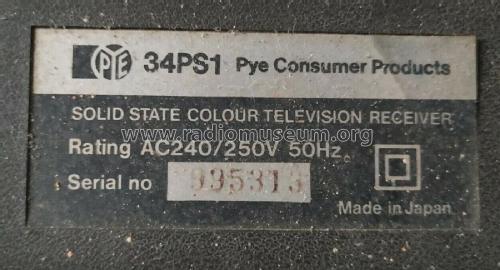 Series 85 34PS1 Ch= PYE-3; Pye Industries Ltd (ID = 2594407) Televisore