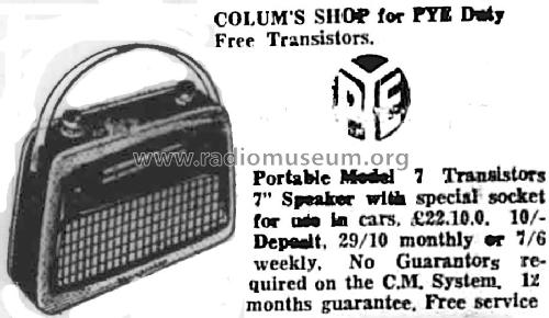 Portable Model 7 ; Pye Ireland Ltd.; (ID = 1553956) Radio