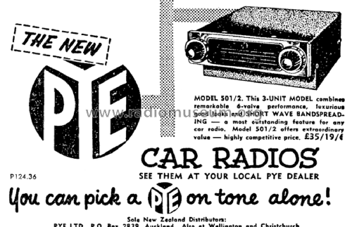 Model 501 PZ501; Pye N.Z. Ltd.; Waihi (ID = 2953556) Car Radio