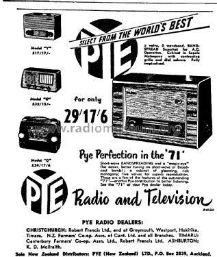 PZ71; Pye N.Z. Ltd.; Waihi (ID = 2889680) Radio