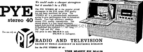 Stereo 40 40SG; Pye N.Z. Ltd.; Waihi (ID = 2951438) Radio