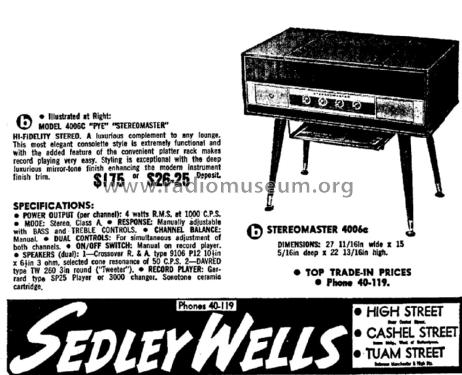 StereoMaster Hi-Fidelity Stereo Projection System 4006; Pye N.Z. Ltd.; Waihi (ID = 3130873) R-Player