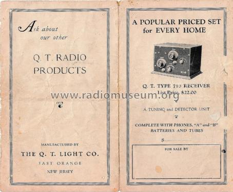 Q-T Receiver Type 710; Q. T. Light Company, (ID = 2867676) Radio