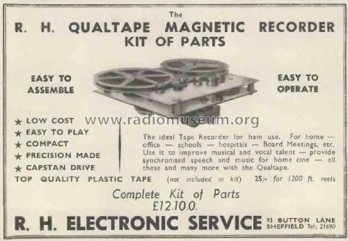 Reel to Reel Tape Recorder ; Qualtape Brand, R.H. (ID = 3087052) Kit