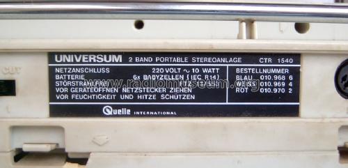 2Band Portable Stereoanlage CTR-1540; QUELLE GmbH (ID = 1595143) Radio