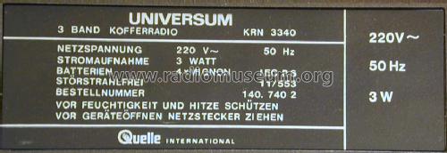 3-Band-Kofferradio KRN 3340; QUELLE GmbH (ID = 1469314) Radio