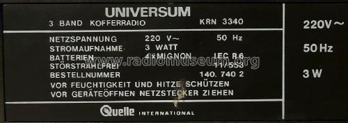 3-Band-Kofferradio KRN 3340; QUELLE GmbH (ID = 630025) Radio