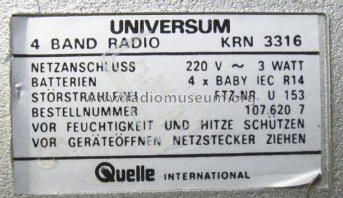 4 Band Radio KRN3316; QUELLE GmbH (ID = 2393183) Radio