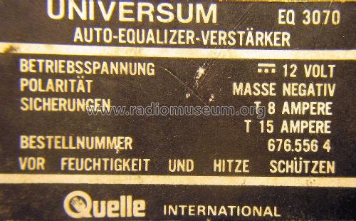 Universum Auto-Equalizer-Verstärker EQ 3070 Best.Nr. 676.556 4; QUELLE GmbH (ID = 2700978) Ampl/Mixer