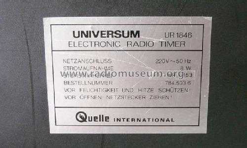 Universum Electronic Radio Timer UR1846 Best. Nr. 784.593-6; QUELLE GmbH (ID = 811607) Radio