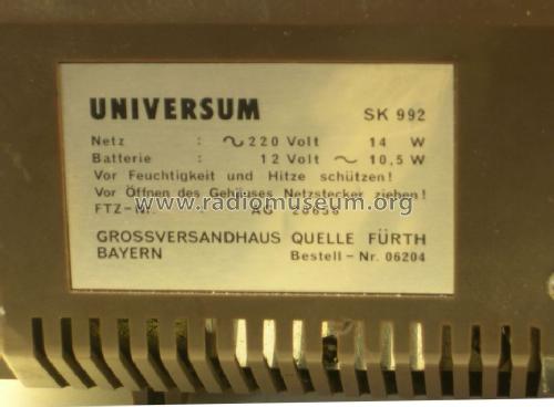 Fernseh-Rundfunk-Kombination SK 992 ; QUELLE GmbH (ID = 1724218) TV-Radio