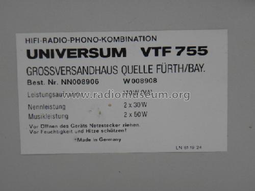 HiFi Radio Phono Kombination Universum VTF 755; QUELLE GmbH (ID = 1603580) Radio