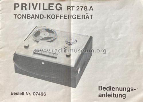 Privileg Tonband-Koffergerät RT278A Bestell-Nr. 07496; QUELLE GmbH (ID = 3015939) Ton-Bild