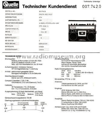 Senator CTR -2306 U; QUELLE GmbH (ID = 2826519) Radio