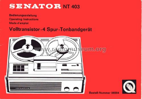 Senator Volltransistor Vierspur NT403 Best.-Nr. 06564; QUELLE GmbH (ID = 1740286) Enrég.-R