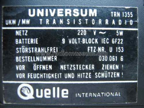 UKW/MW Transistorradio - Universum TRN-1355; QUELLE GmbH (ID = 1692976) Radio