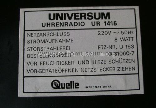 Uhrenradio UR 1415 Best.Nr.: 0-31060-7; QUELLE GmbH (ID = 2287888) Radio