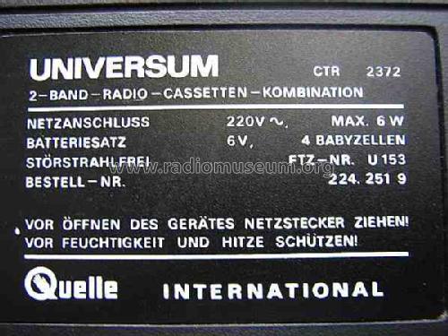 Universum 2-Band-Radio-Cassette CTR 2372; QUELLE GmbH (ID = 496581) Radio