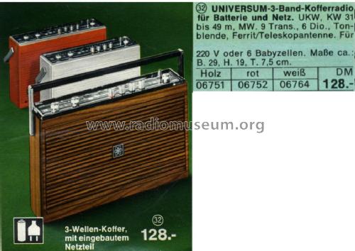 Universum-3-Band-Kofferradio 26385 Artikel Nr. 06751 / 06752 / 06764; QUELLE GmbH (ID = 688835) Radio