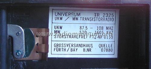 Universum All Transistor TR2325 BN 07880; QUELLE GmbH (ID = 1525241) Radio