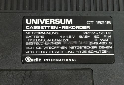 Universum Cassetten Recorder CT-1821B; QUELLE GmbH (ID = 2948703) R-Player