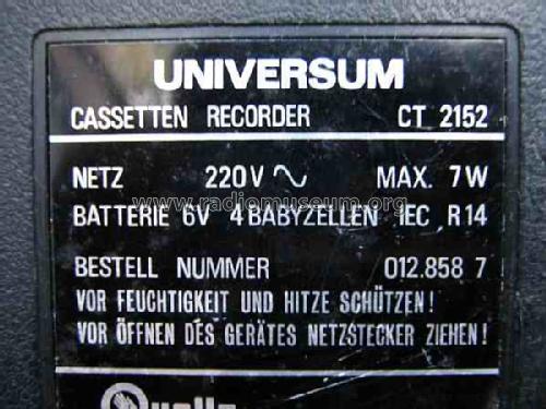 Universum Cassetten Recorder CT 2152; QUELLE GmbH (ID = 517625) R-Player