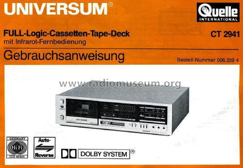 Universum CT-2941; QUELLE GmbH (ID = 2827701) Sonido-V