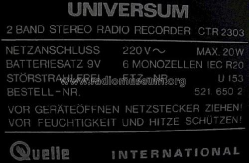 Universum CTR 2303; QUELLE GmbH (ID = 503390) Radio