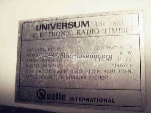 Universum Electronic Radio Timer UR1863; QUELLE GmbH (ID = 1536604) Radio