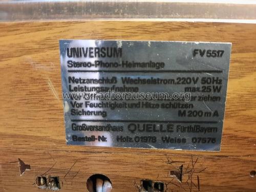 Universum Stereo-Phono-Heimanlage FV5517; QUELLE GmbH (ID = 2834764) R-Player