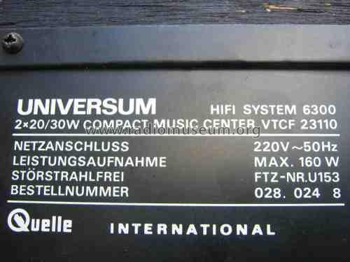 Universum HiFi Compact System 6300 Best.-Nr. 028.0248; QUELLE GmbH (ID = 1195953) Radio