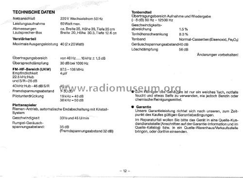 Universum HIFI Music Center VTCF 3096A; QUELLE GmbH (ID = 2096338) Radio
